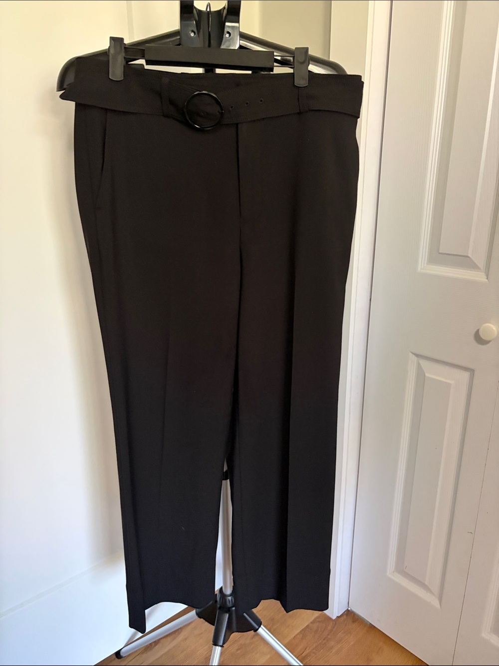 Club Monaco Cropped Wool Blend Blend Black Dress Pants with belt-size 10